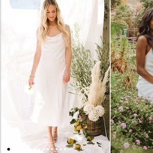 Show me your Mumu White satin cowl neck midi dress - never been worn, tags  on